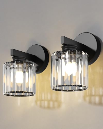 Hardwired Wall Sconces Set of Two (Black-B)