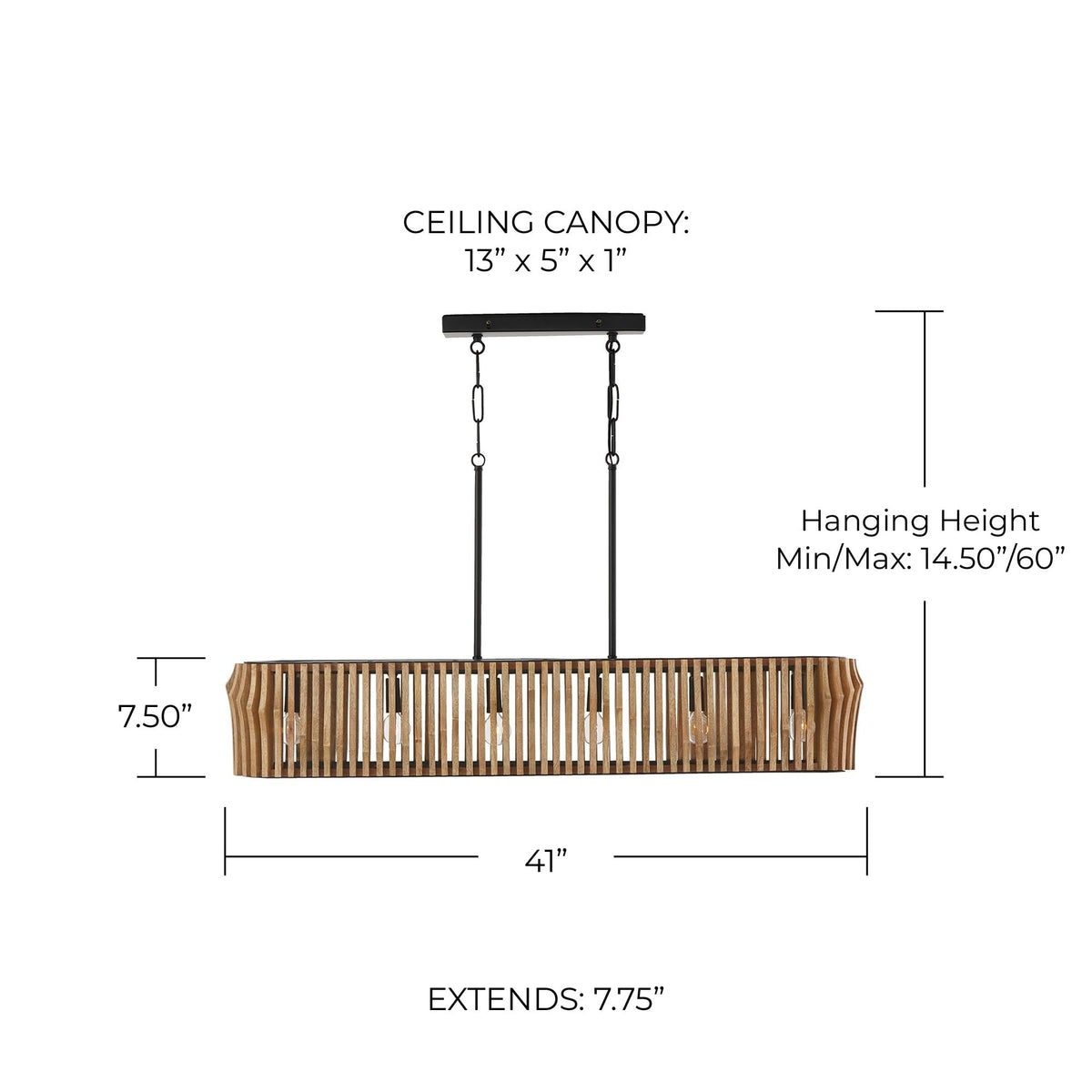 Capital Lighting 844661WK Archer Modern Artisan (41"W / Light Wood and Matte Black)