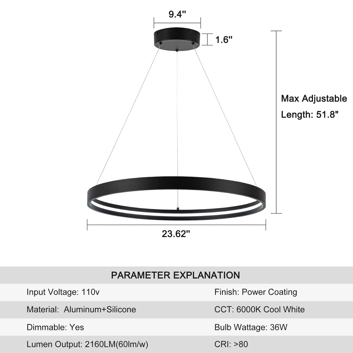 Modern Black LED 1 (1 Ring)