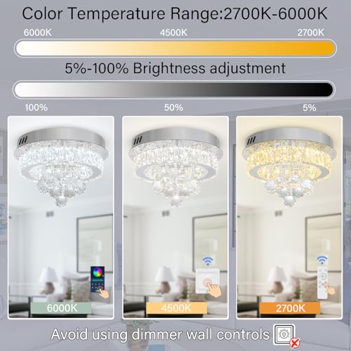 Dia 12" Mini Chandelier Flush Mount Chandelier for Hallway (Black / Dia 12")