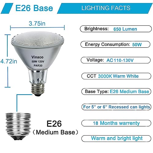 PAR30 Long Neck Halogen Bulb 50W 120V E26 Base 3000K Warm White