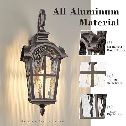 Outdoor Wall Sconce 28.7" (ORB - Water Ripple Glass / 28.7 Inch - No Function)