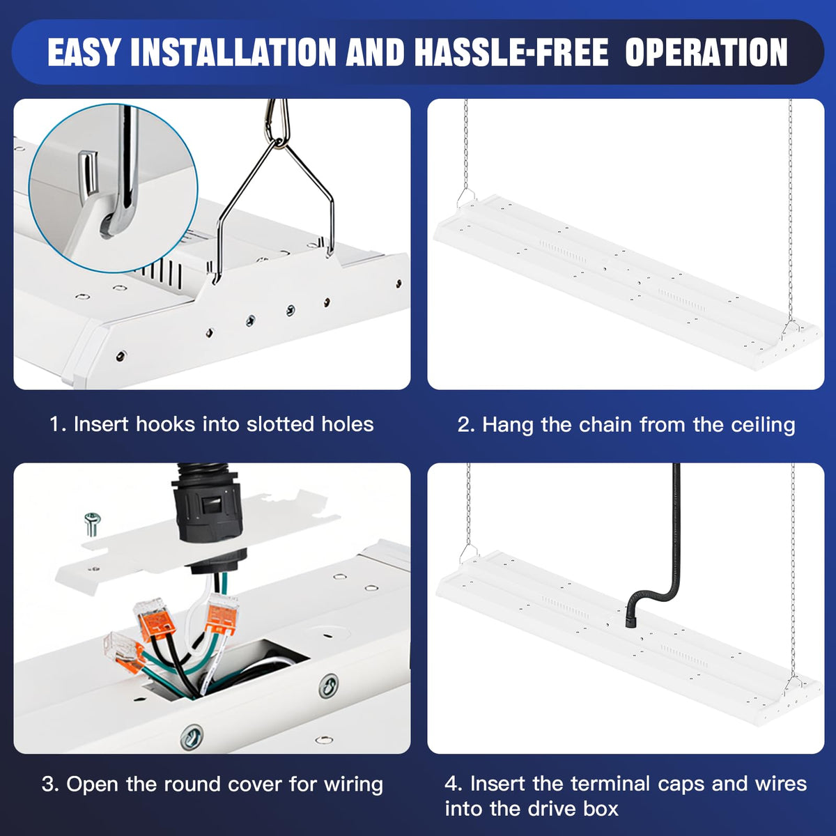 300/240/200W LED Linear High Bay Light, 45000LM Linear Shop Light
