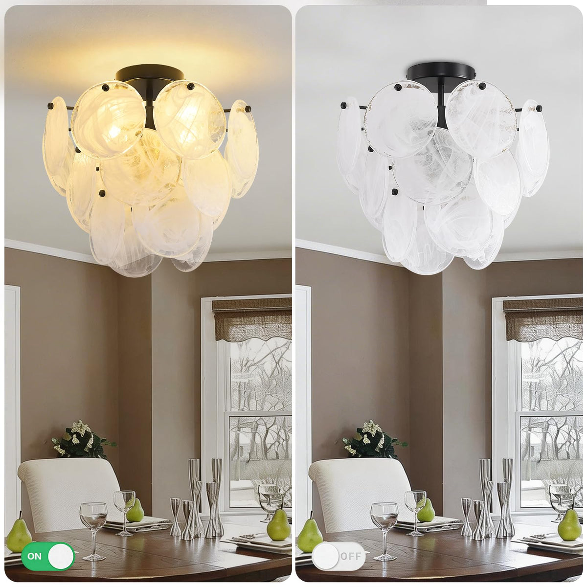 Moderns Glass Ceiling Light Fixture (Black-White)