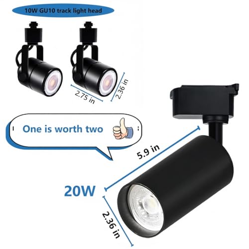 Plug in H Type LED Track Lighting Kits Dimmable Adjustable Angle Heads (Head Kit)