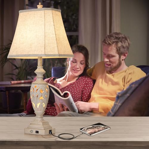 29.5"H Touch Control Traditional Table Lamp Set of 2 (White / Large)