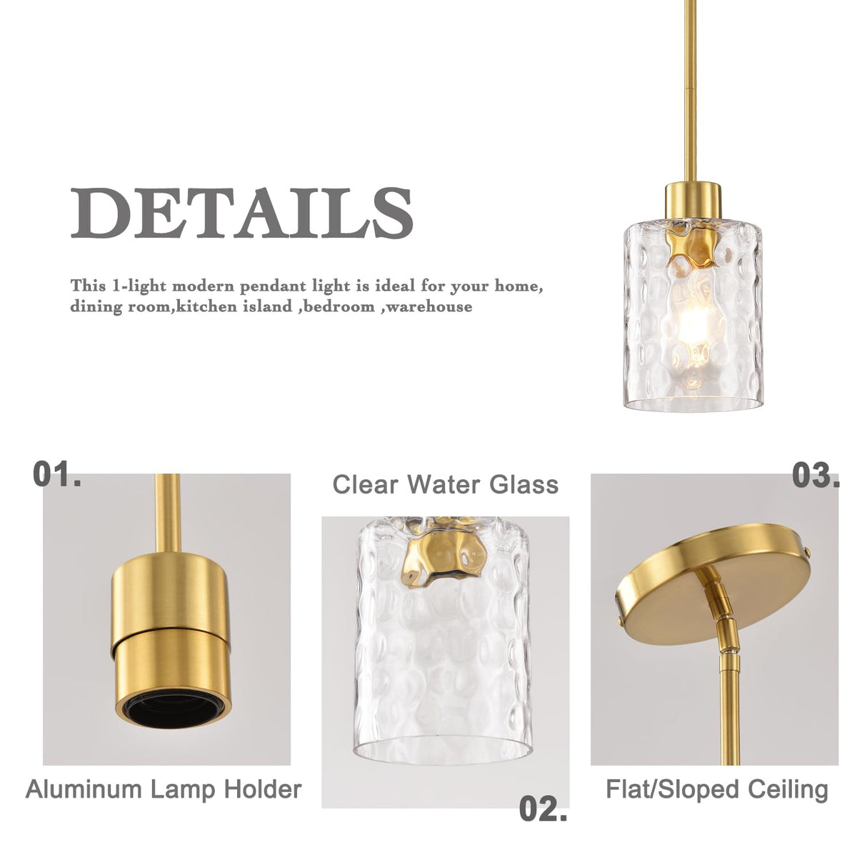 2 Pack Brass Gold Modern Pendant Light (2 pack gold water glass)
