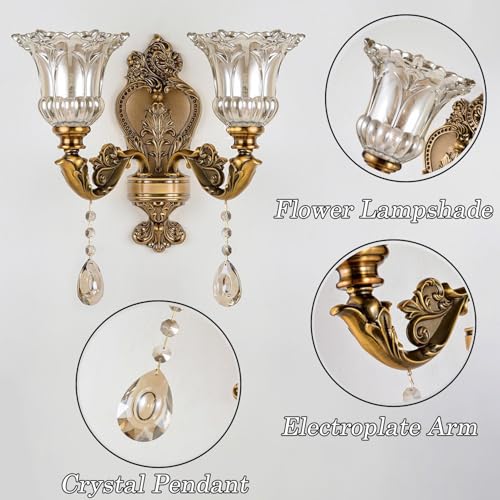 Vintage Crystal Sconces Set of 2 (2 Head / 2PC)