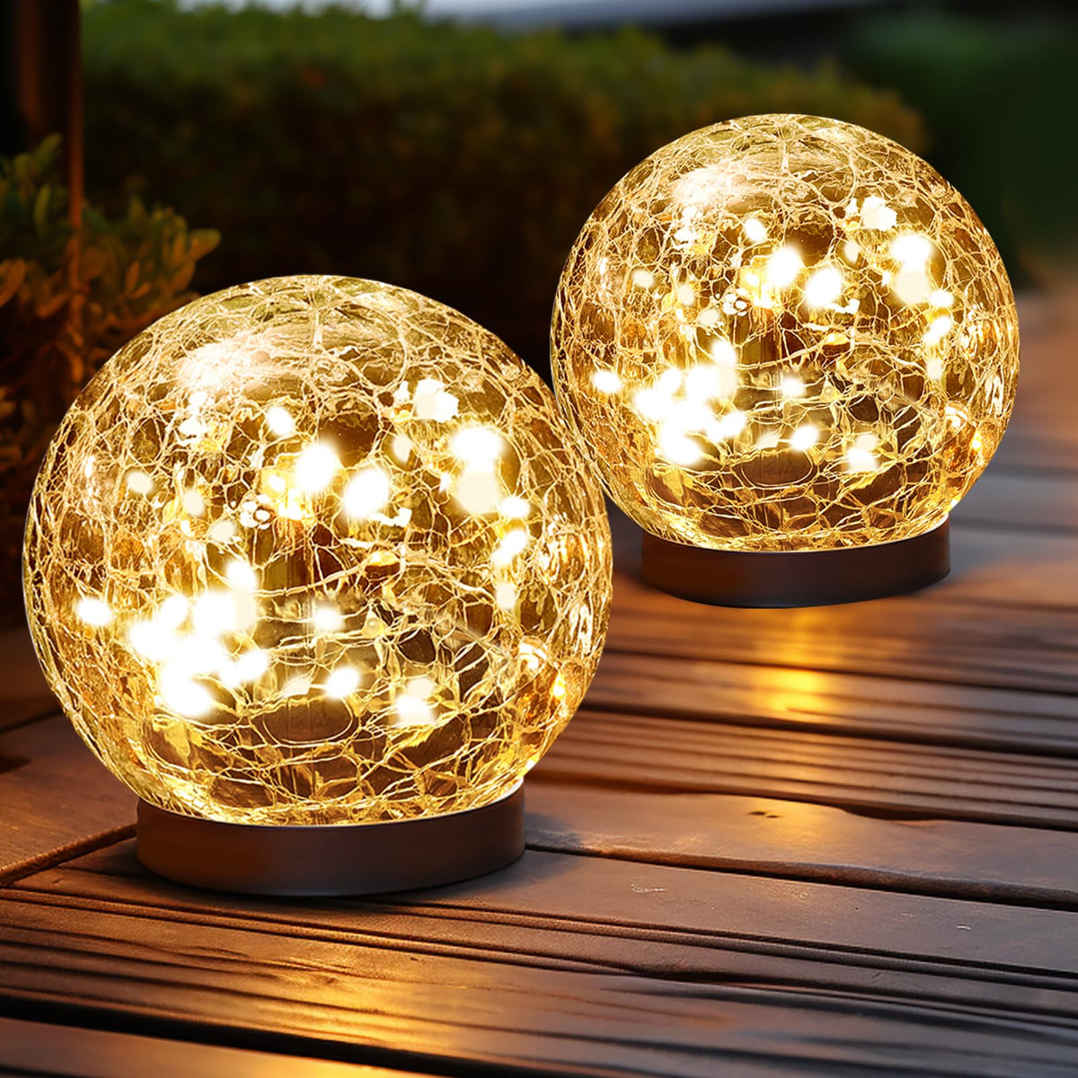 Solar Globe Lights Outdoor Waterproof (Warm White / 2 Globes)