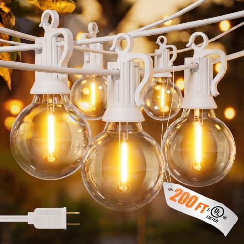 Outdoor String Lights (White / 100FT - 50 Bulbs (Pack of 2))