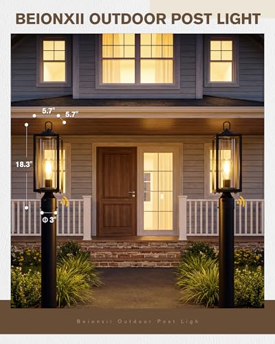 18Inch Dusk to Dawn Outdoor Post Light (Black(Dusk to Dawn) / 18.3 in)
