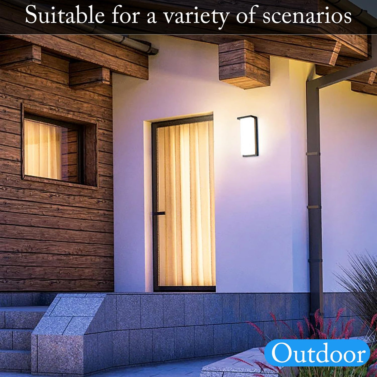 14in Dusk to Dawn Modern Black Outdoor Wall Light Fixtures (1 Pack)