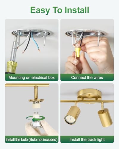6 Ways Gold Track Lighting Fixtures Ceiling Gu10 Bulbs Not Included (Gold / 6 Ways)