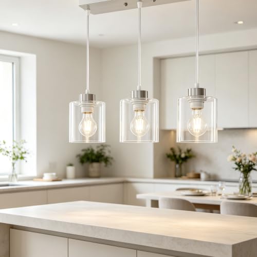 3 Light Pendant Light Fixtures with Clear Glass