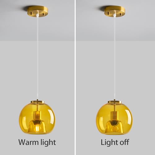 Yellow Glass Pendant Lights Kitchen Island (Yellow(7.87 in) / 2-Pack)