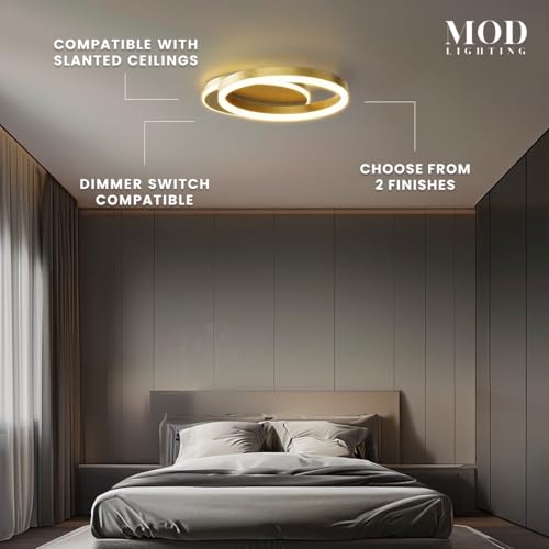 Chloe Flush Mount Ceiling Light (Metallic Gold / 2 Circles / Warm White)