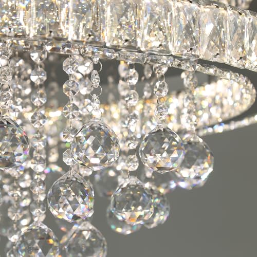 Dia 24" Modern Crystal Chandeliers for Dining Room (Silver / Dia 24")