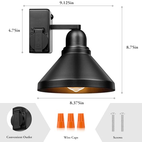 Motion Sensor Outdoor Wall Lights (Black / 8.75IN)