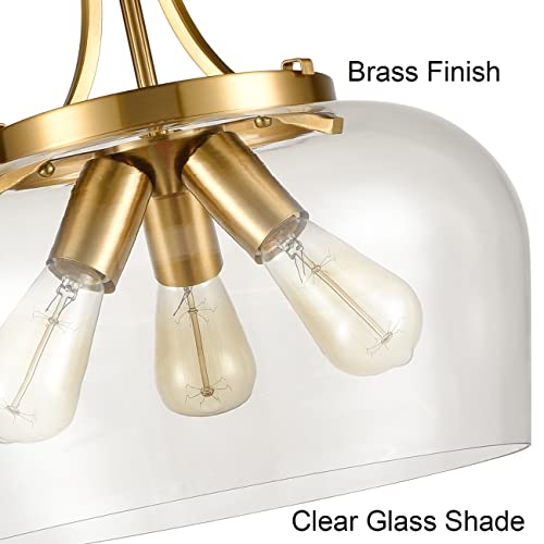 Modern 3 Light Gold Clear Glass Pendant Lights Kitchen Island (Pendant Light / Gold)