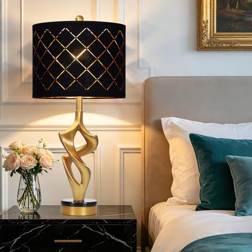 29" Tall Black and Gold Table Lamps Set of 2 for Living Room (Black & Gold (2 Pack))