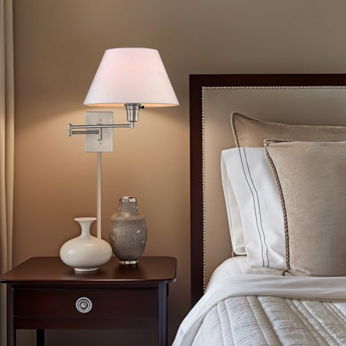 Cambridge 15" Modern Swing Arm Wall Sconce with 3 (Brushed Nickel,White Shade)