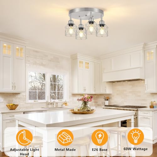 4 Light Brushed Nickel Kitchen Light Fixtures (Silver / 4-Light)