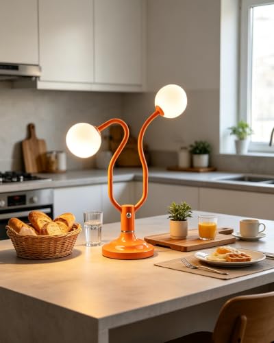 Orange Globe Table Lamp Dimmable Magic DIY Arms G9 Bulbs Included (14-Orange-Globe-2U-Magic DIY Arms)