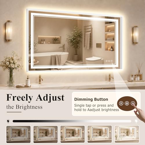 36"x60" LED Bathroom Mirror with Lights (White / 60"L x 36"W)