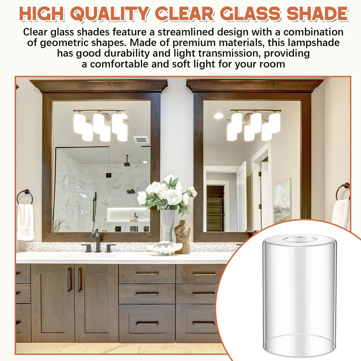 3 Pcs Clear Glossy Glass Lamp Shade 1 (Clear / Glossy)