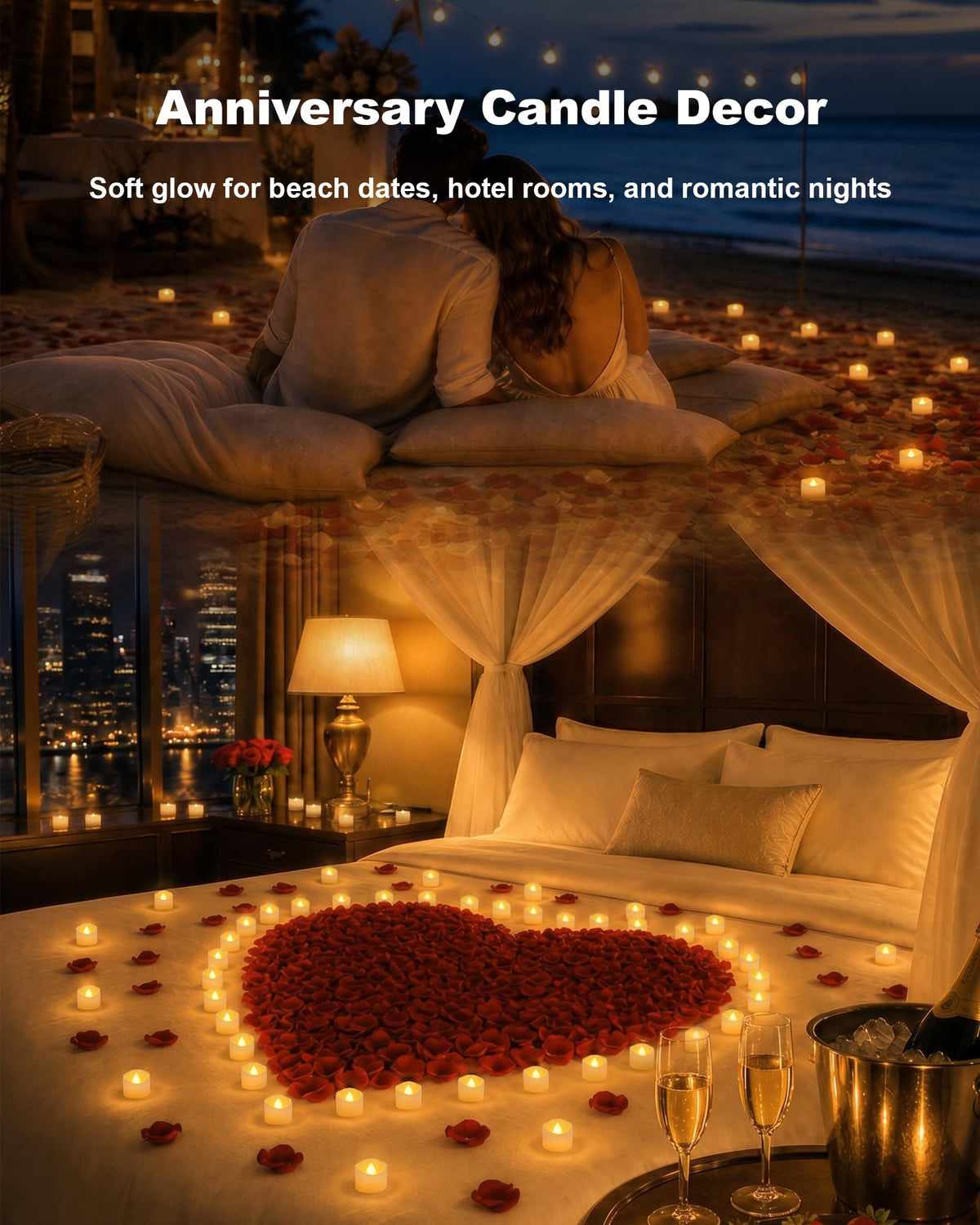 12Pcs Flickering Flameless Candle Battery Operated (Warm White Glow – White Body / Pack of 12)