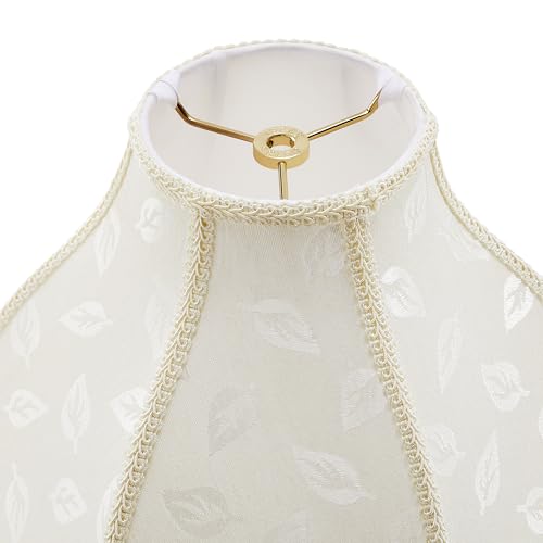 30336 Tranditional Scallop Dome Shape Spider Construction Lamp Shade in Butter Cream Jacquard Fabric (Butter Cream & 13" Wide)