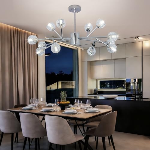 Chandelier Ceiling Light Fixture (Chrome 40.16"(12-Light))