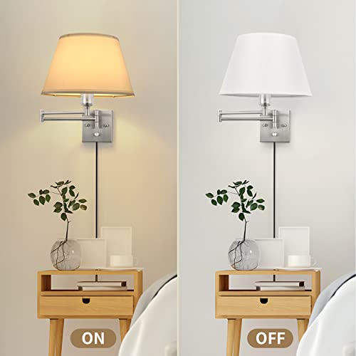Dimmable Wall Sconce Plug in (White / Large)