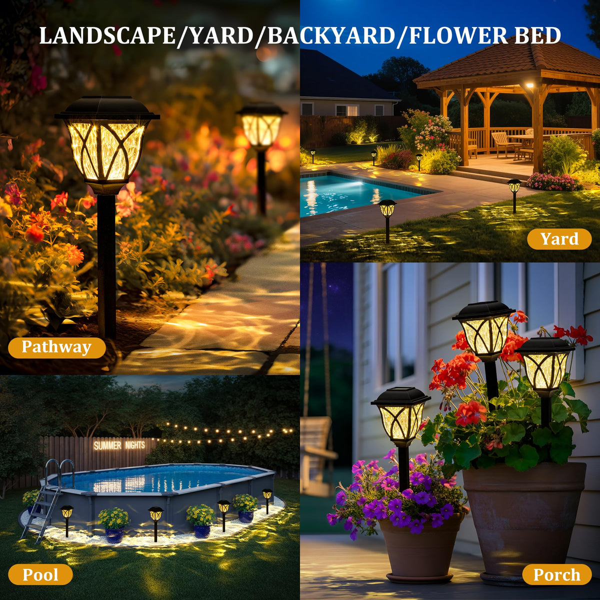 8 Pack Solar Lights Outdoor Waterproof (8 Pack / Warm White)