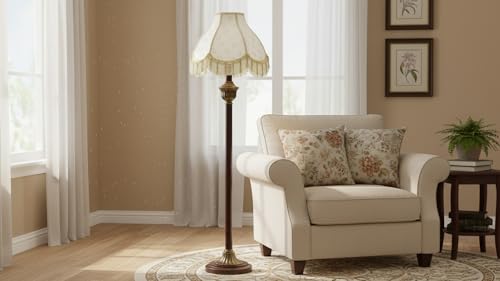 30336 Tranditional Scallop Dome Shape Spider Construction Lamp Shade in Butter Cream Jacquard Fabric (Butter Cream & 13" Wide)
