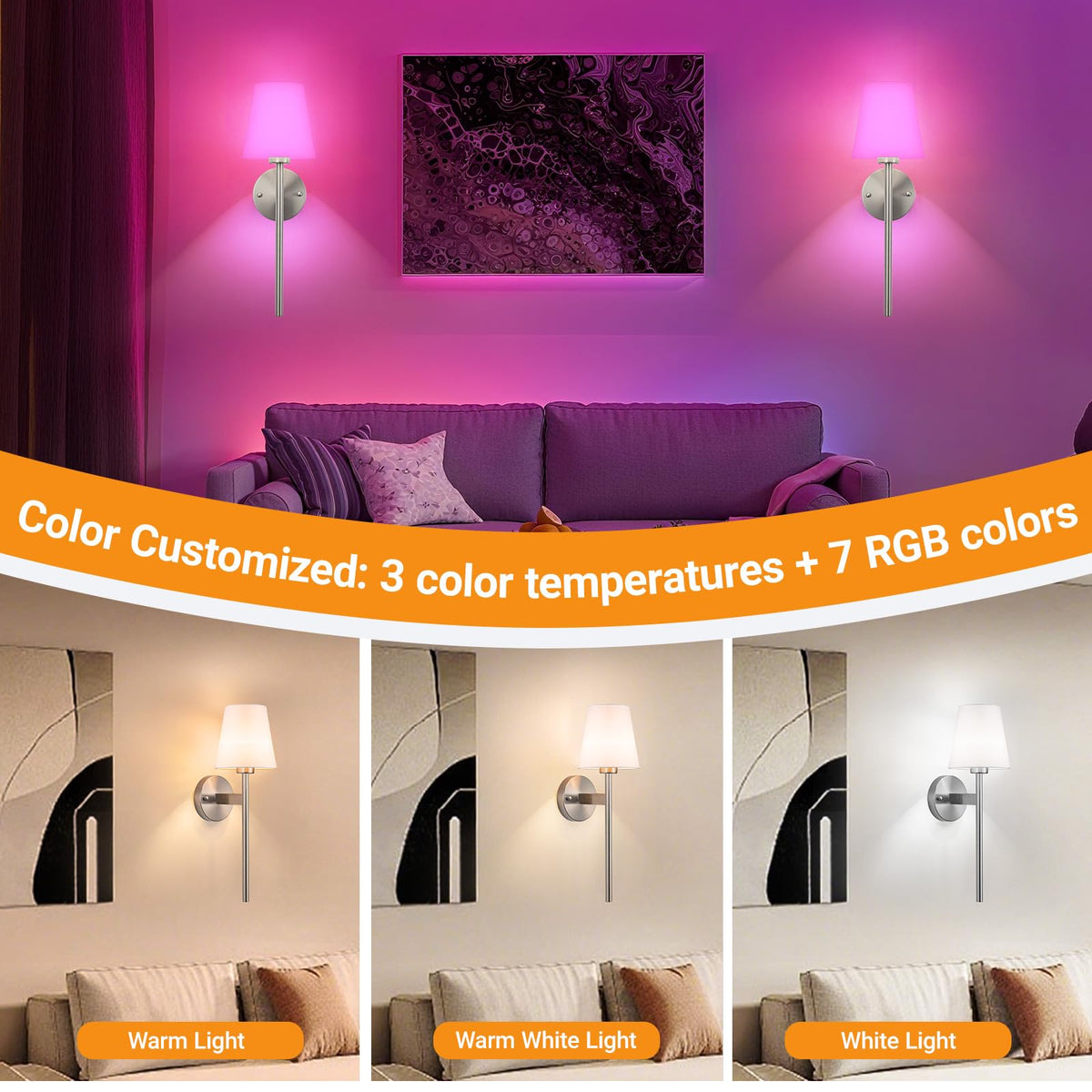 Battery Operated Wall Sconces Set Of 2 (Nickel-21 inch)
