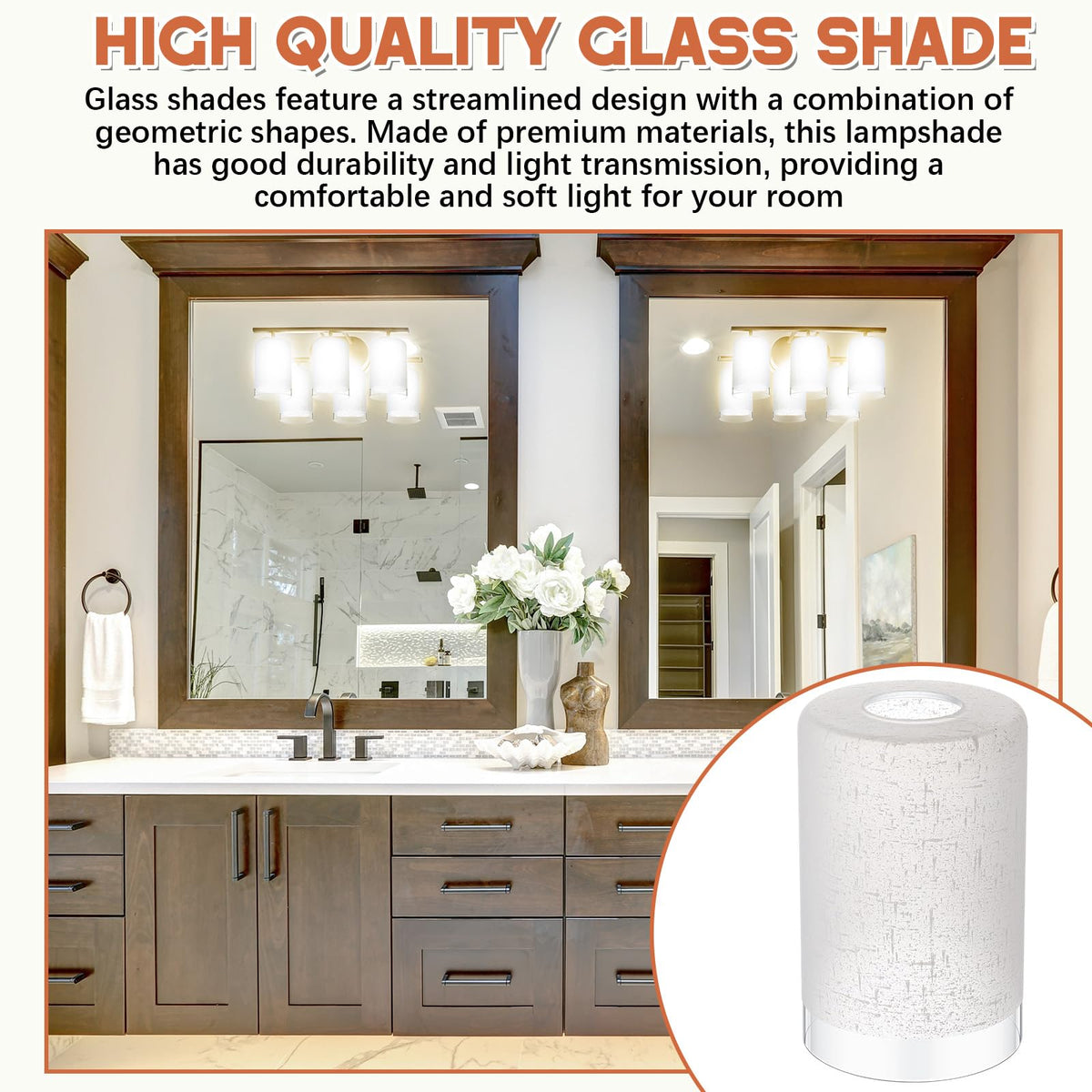 8 Pcs White Linen Frosted Glass Lamp Shade 1 (White / Linen Frosted)