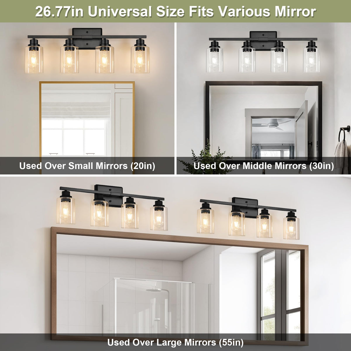Modern Bathroom Light Fixtures (Black / 4 Light)