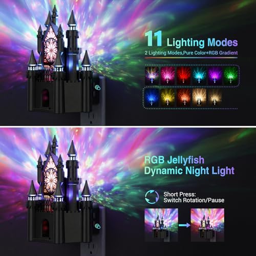Night Lights Plug into Wall (Balck-Castle / 2 Pack)