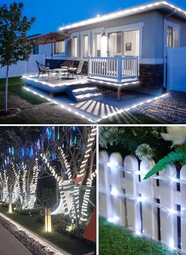 2 Pack Total 78FT 200LED Solar Rope Lights (Pure White / 100 LED 2PACK)