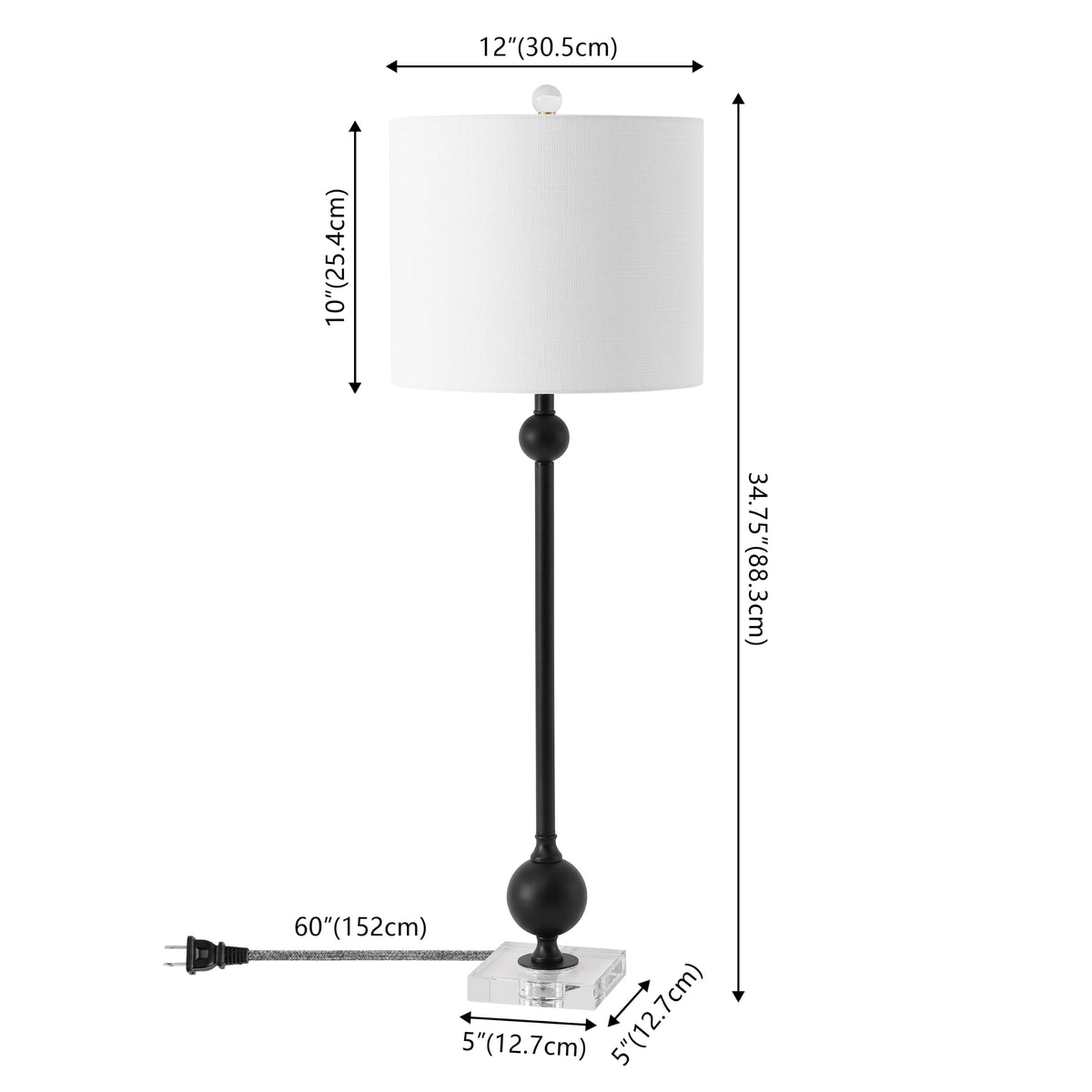 Hollis 34.8" Crystal Candlestick Table Lamps (Black/Clear)