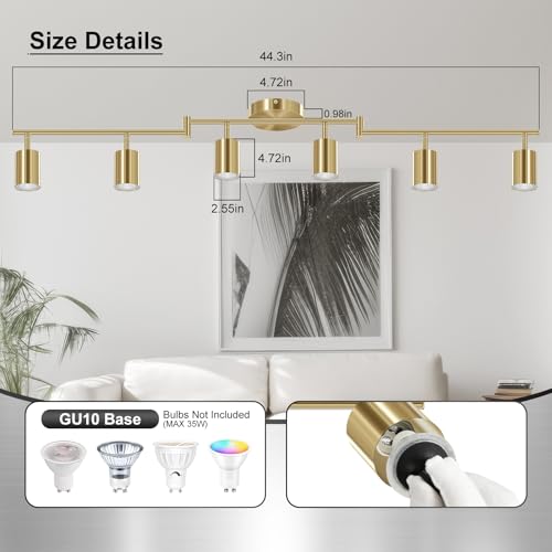 6 Light Track Lighting Fixtures Ceiling (6 light gold)