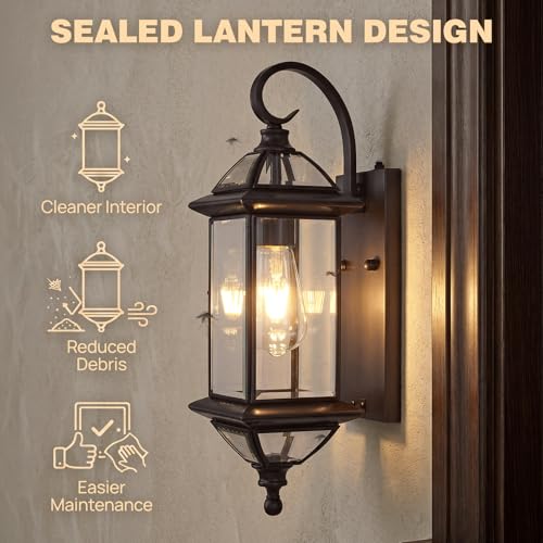 Solid Copper Dusk to Dawn Outdoor Wall Lighting (Bronze / 18.5''H)
