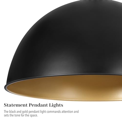 17.7 in Large Dome Pendant Light (Black and Gold / 17.7 Inch)