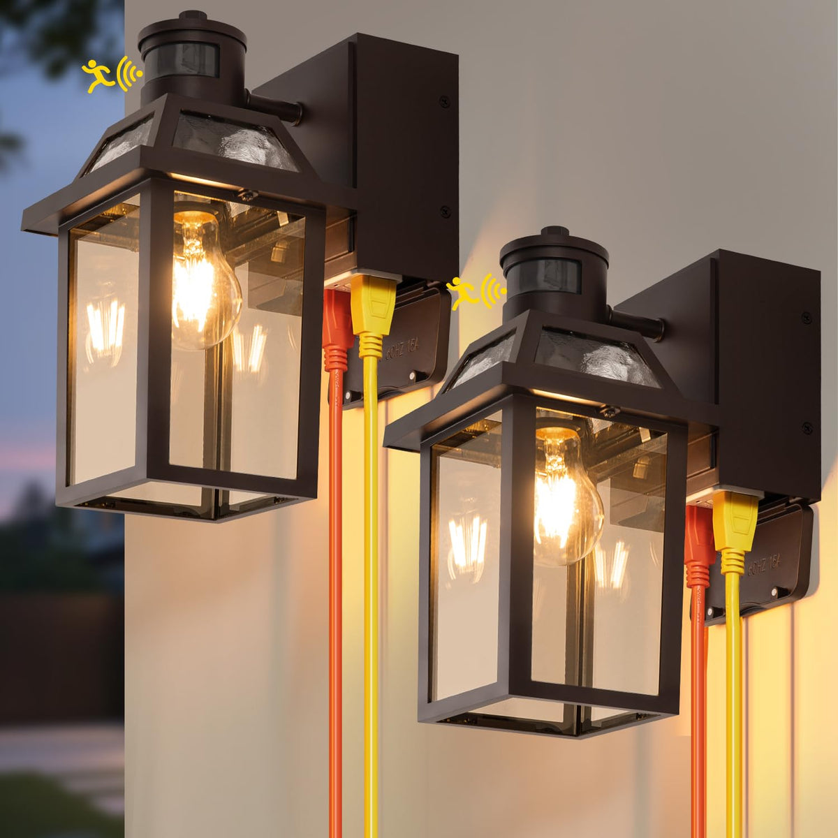 Porch Lights with GFCI Outlet Dusk to Dawn Outdoor Lighting Brown 2Pack (Brown / 2 Pack)