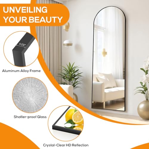16"x59" Arched Mirror Full Length (Black / 59"L x 16"W)