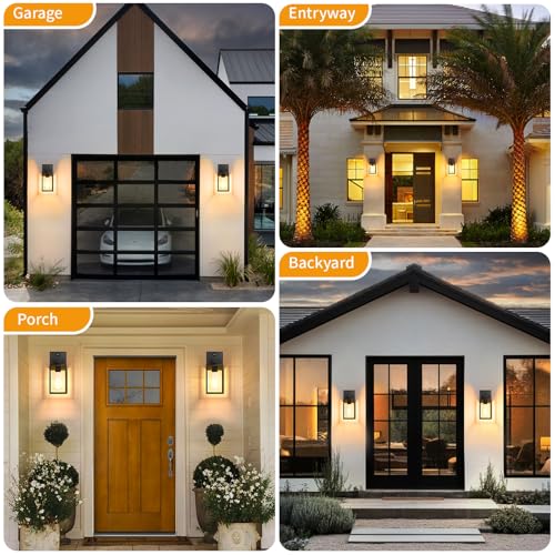 2 Pack Motion Sensor Outdoor Light Fixtures Wall Mount (10.24'' / Black)