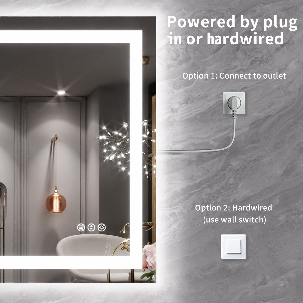 40X30 LED Bathroom Mirror with Lights (Led / 40"L x 30"W)