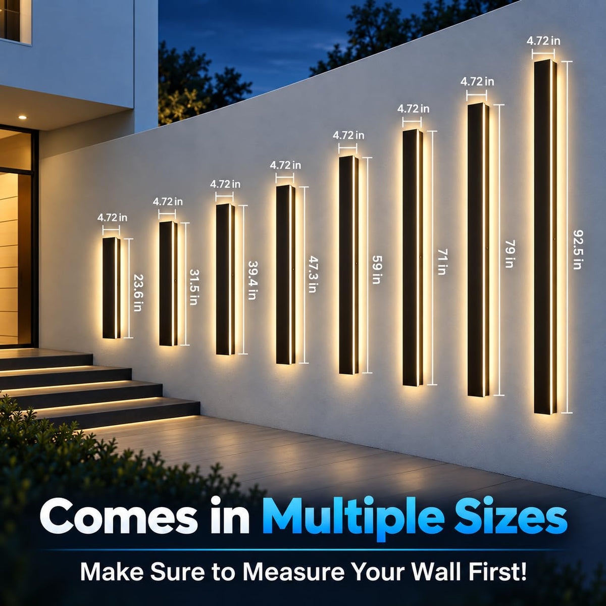 Modern Outdoor Wall Lights (3000K Warm Light / 2pack-59Inch*4.72inch)