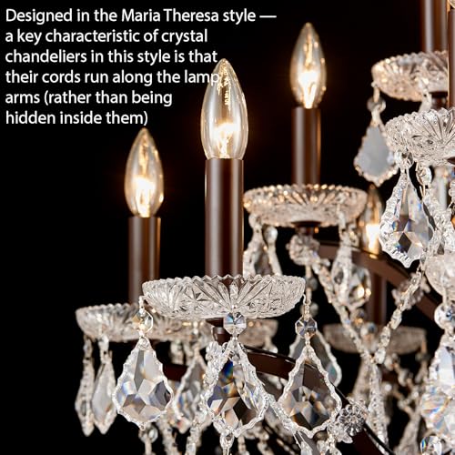 24 Lights Large Crystal Chandeliers Maria Theresa Chandelier for High Ceilings Vintage Chandelier Light Fixture Foyer Hallway Entryway Staircase 55.1" H x 39.4" D (Brown / 24 Lights)